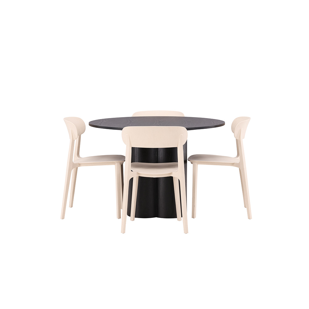 Spisegruppe Venture Home Olivia Ø 110 cm med 4 Åstol Stoler