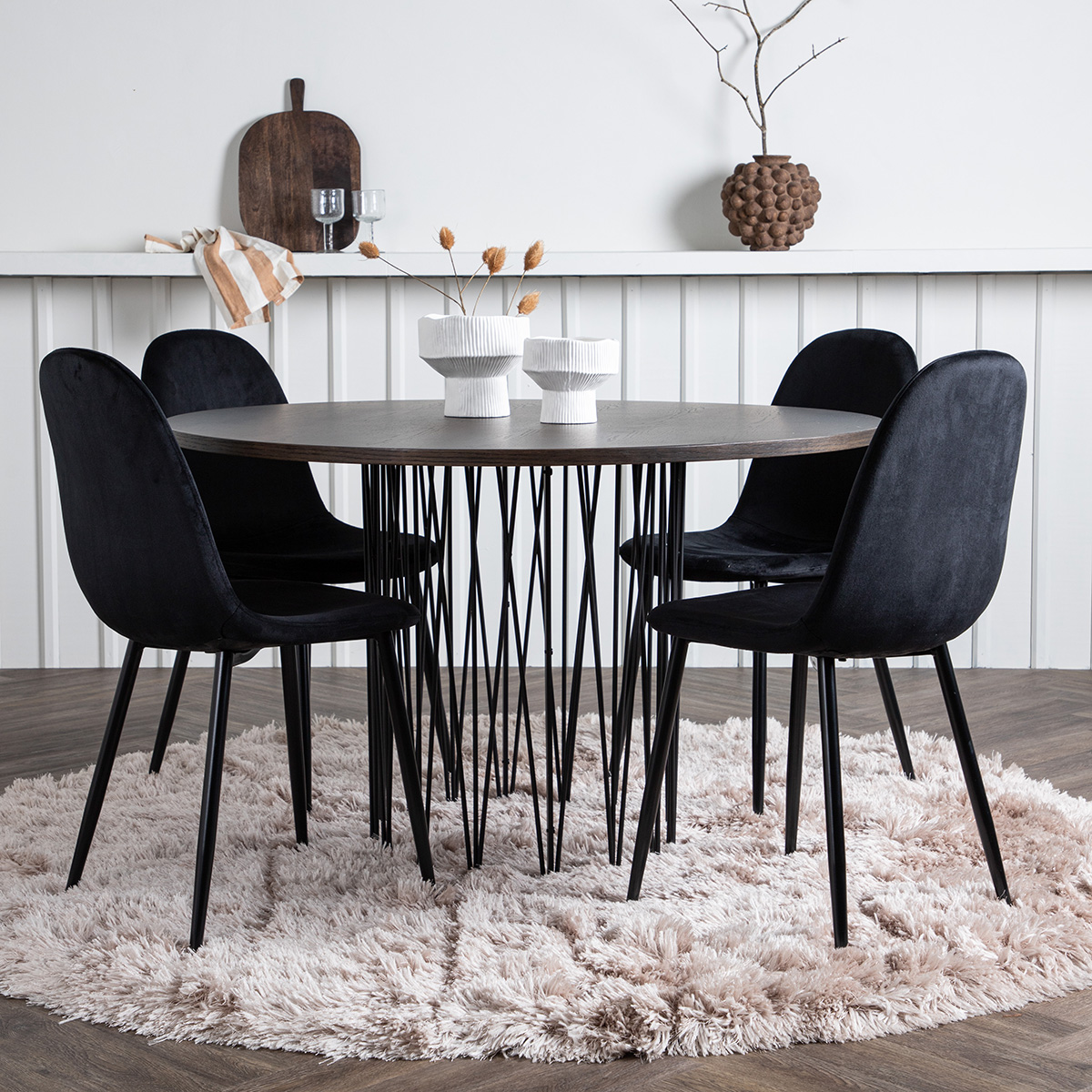 Spisegruppe Venture Home Stone med 4 Polar Stoler Fløyel