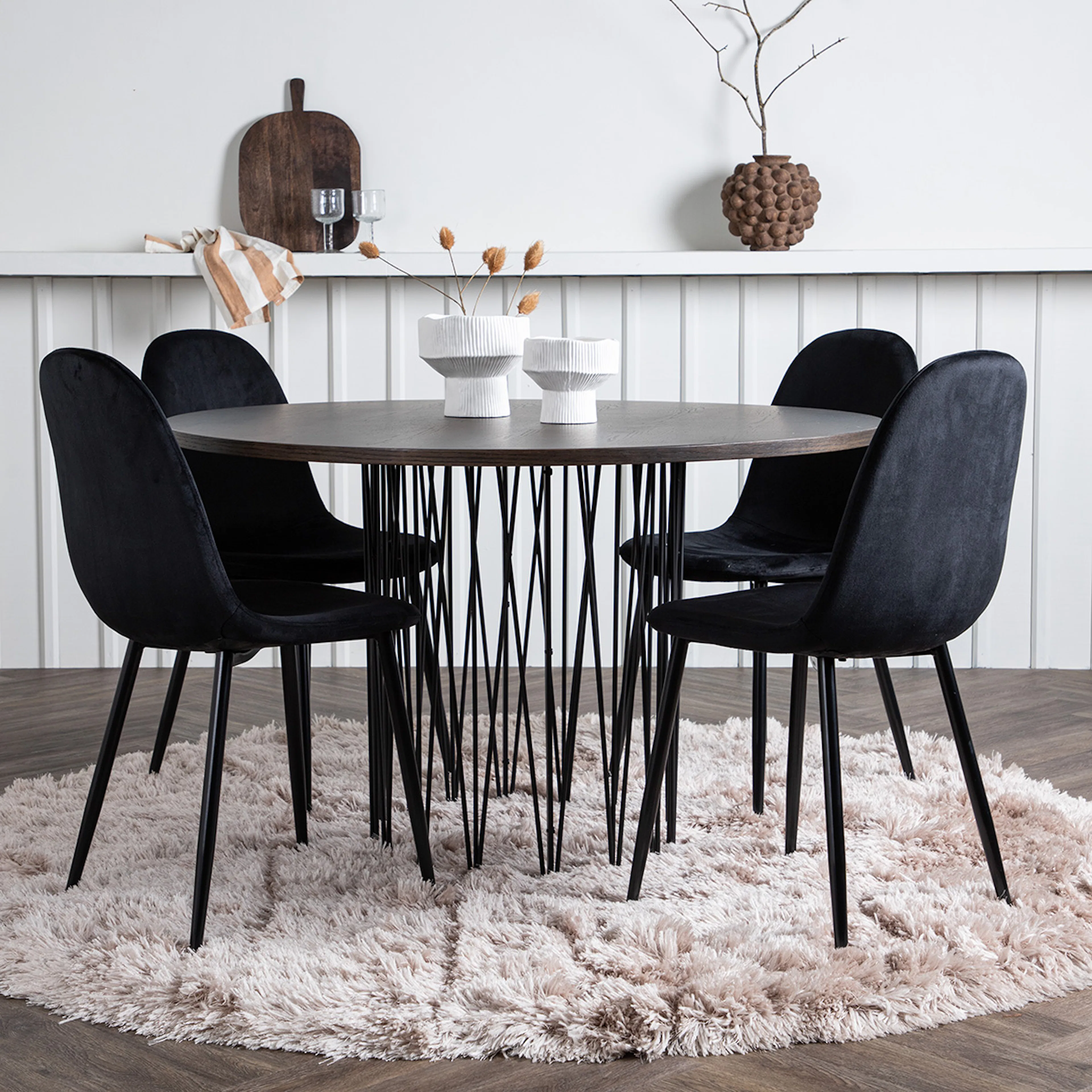 Spisegruppe Venture Home Stone med 4 Polar Stoler Fløyel