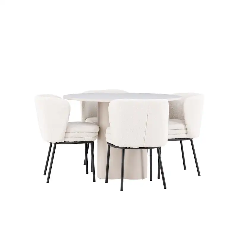 Spisegruppe Venture Home Olivia Ø110 med 4 stk Agnes Stoler
