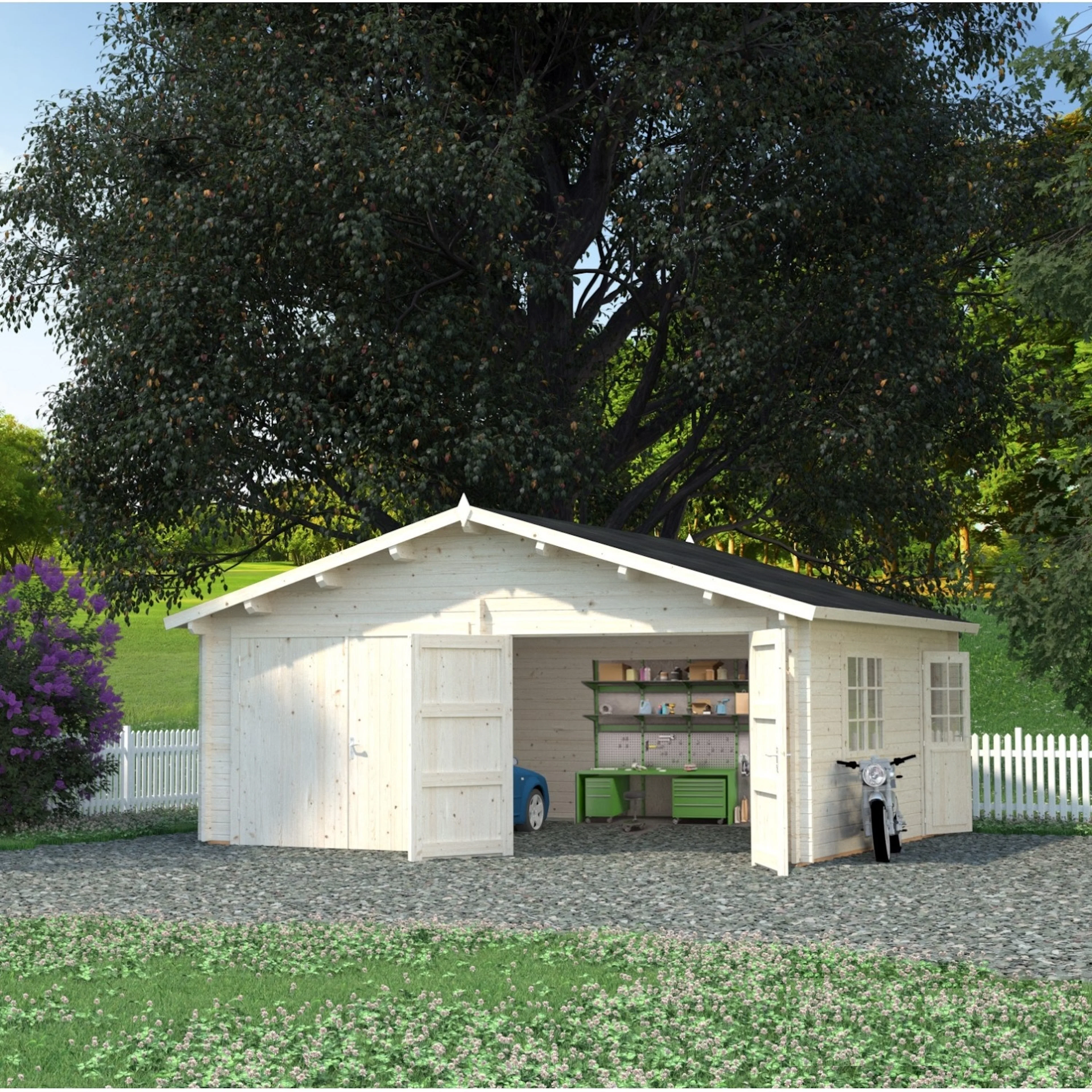 Roger 28,4 m2 w/ wooden gate Ubehandlet tre