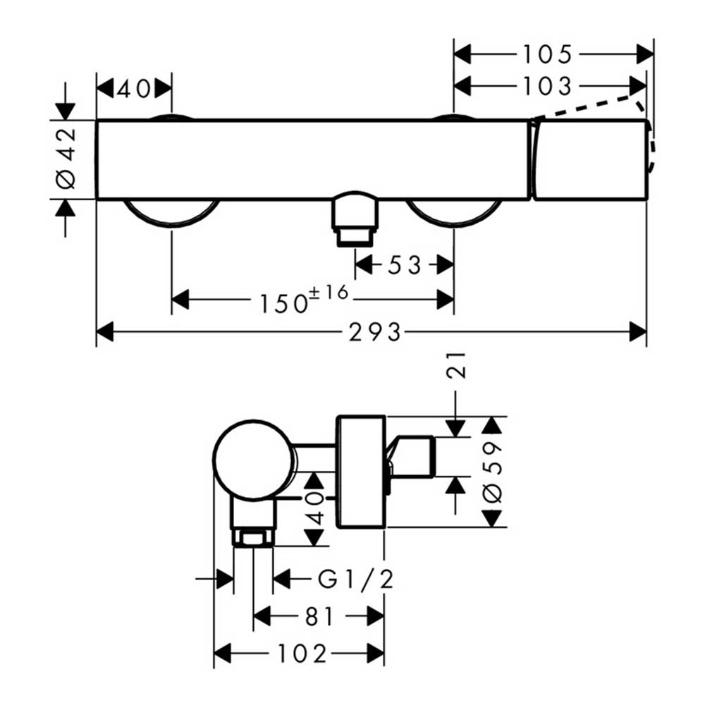 Dusjbatteri Axor Uno 1-greps Zero-grep