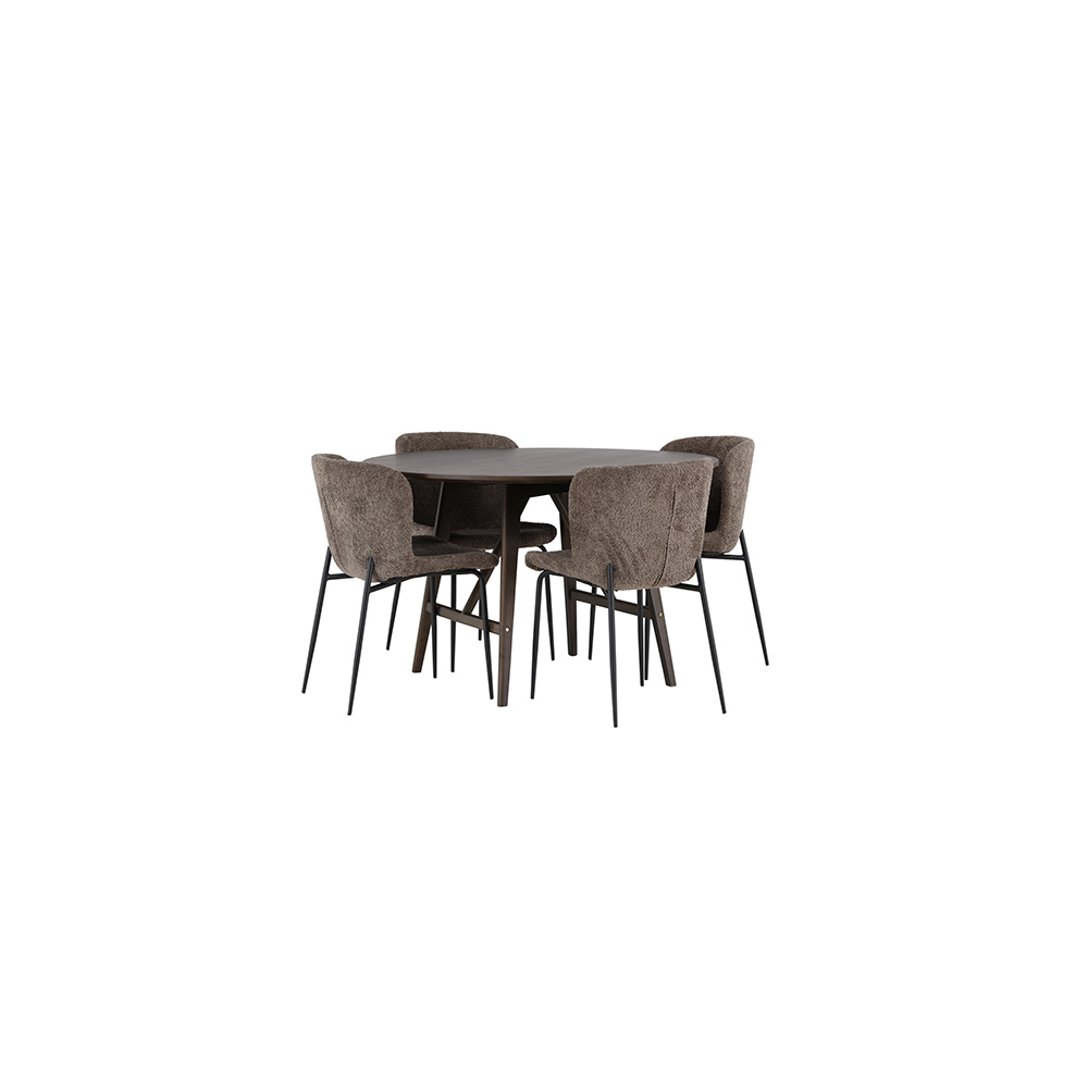 Spisegruppe Venture Home Kaseidon Ø100 cm med 4 stk Modesto Stoler