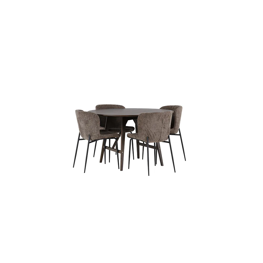 Spisegruppe Venture Home Kaseidon Ø100 cm med 4 stk Modesto Stoler