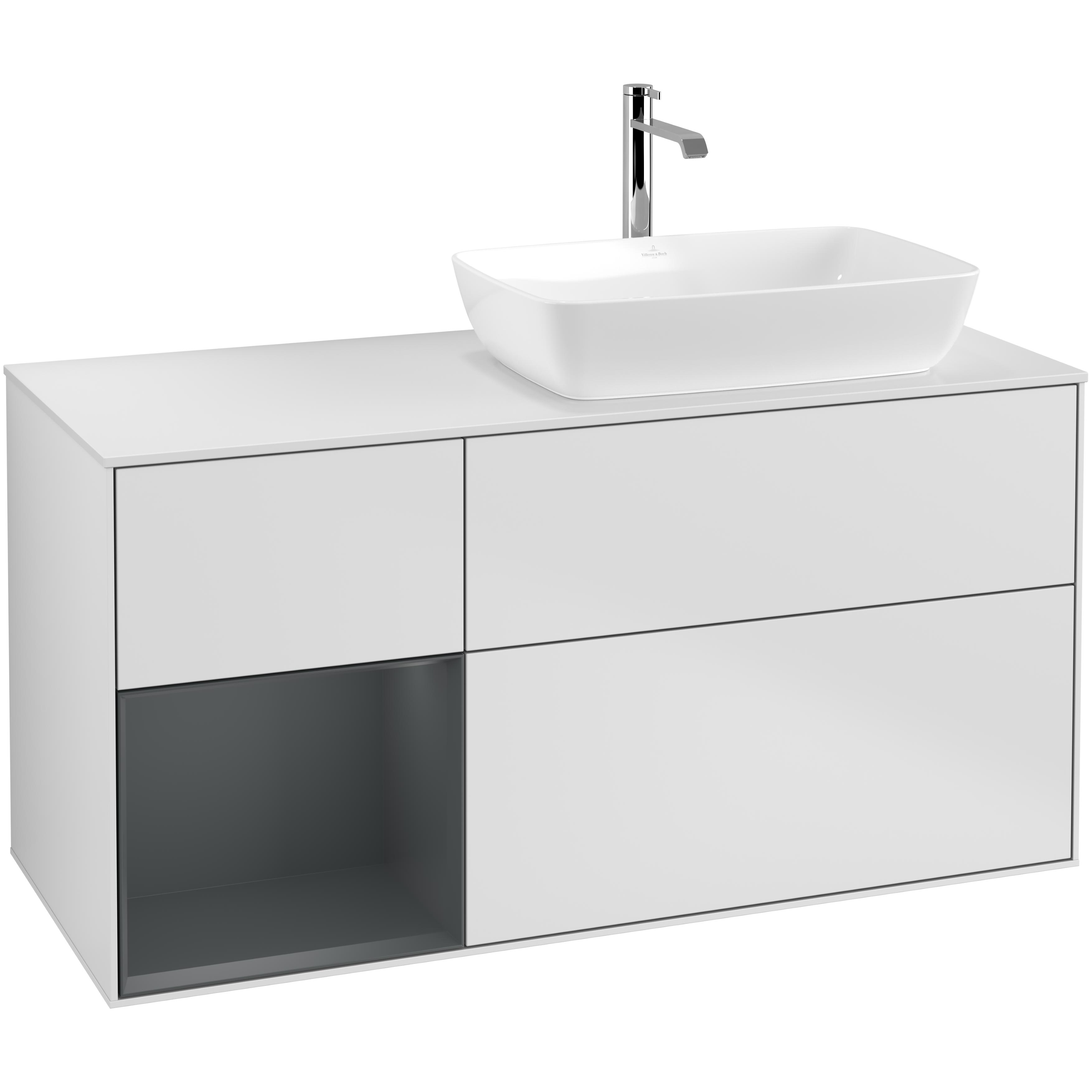 Tvättställsskåp Villeroy & Boch Finion med 3 Lådor Hylla och Bänkskiva för Ocentrerat Tvättställ från Artis & Collaro
