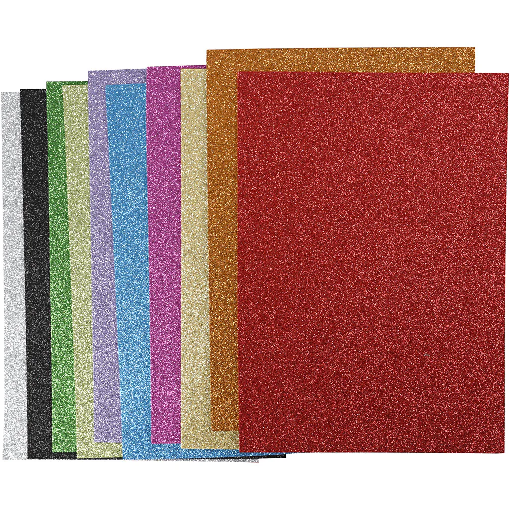 Dekorgummi Creativ Company Ass Farger A4 210x297 mm Glitter 10 Ass Ark/1 Pk