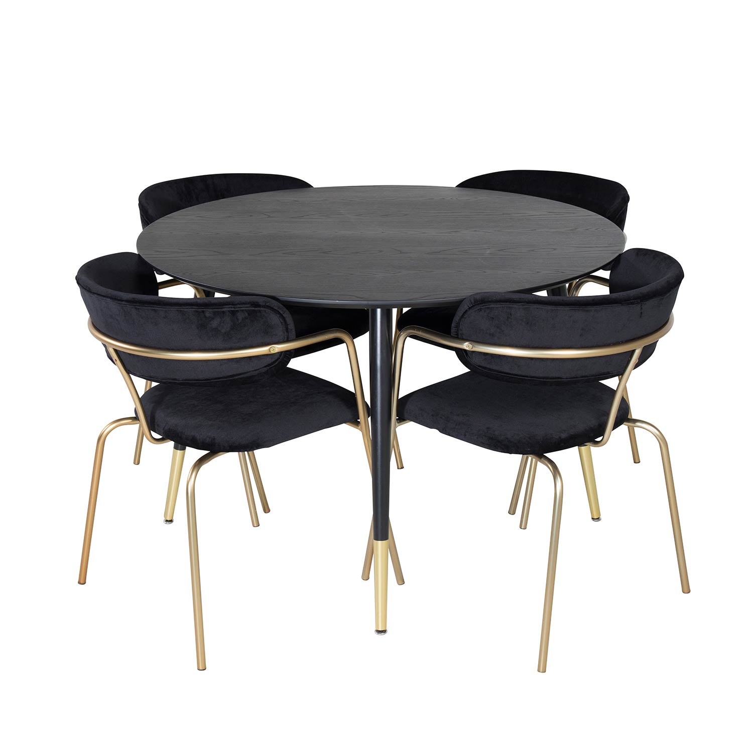 Dipp Table-Black/Black Brass+Arrow armchair -Black Velvet_4 Sort/Messing/Sort