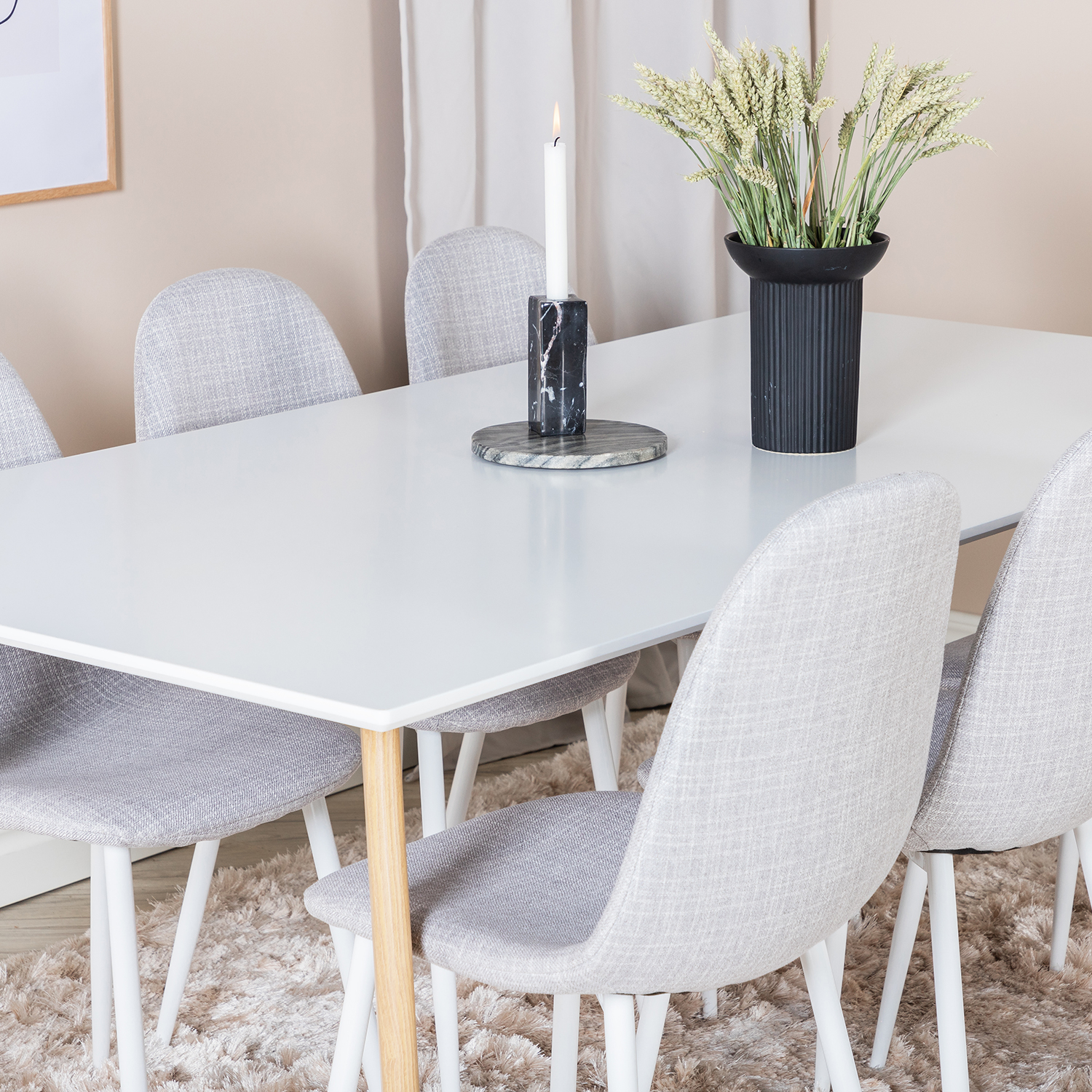 Spisegruppe Venture Home Pobbie 180 med 6 Stoler Polyester