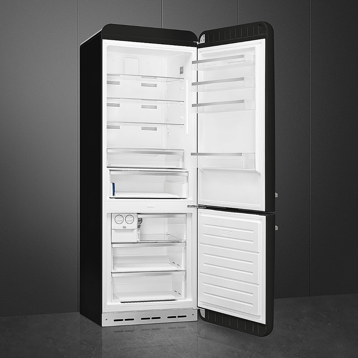 Frittstående Kjøleskap/Fryser Smeg FAB38RBL6 Retro Sort Høyrehengt med No Frost