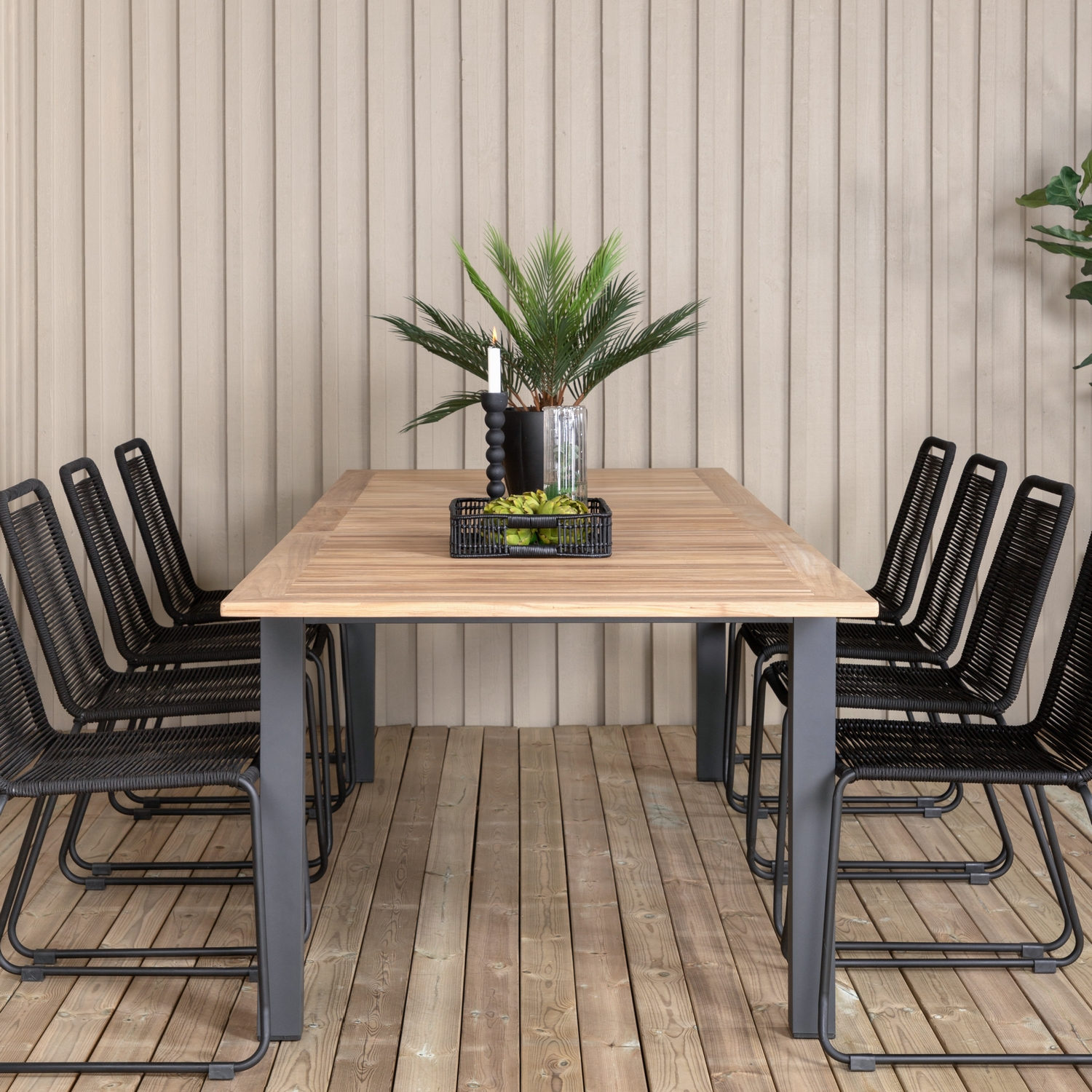 Spisegruppe Venture Home Perla med 8 Leon Stablebare Spisestoler