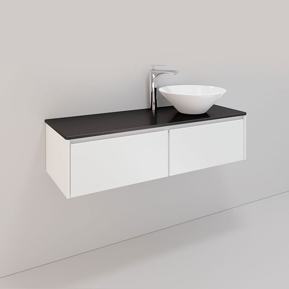 Tvättställsskåp Noro Lifestyle Concept 1200H Vit, 2 lådor, L BxH: 120x34,5 cm, 2 skuffer, Servant til høyre