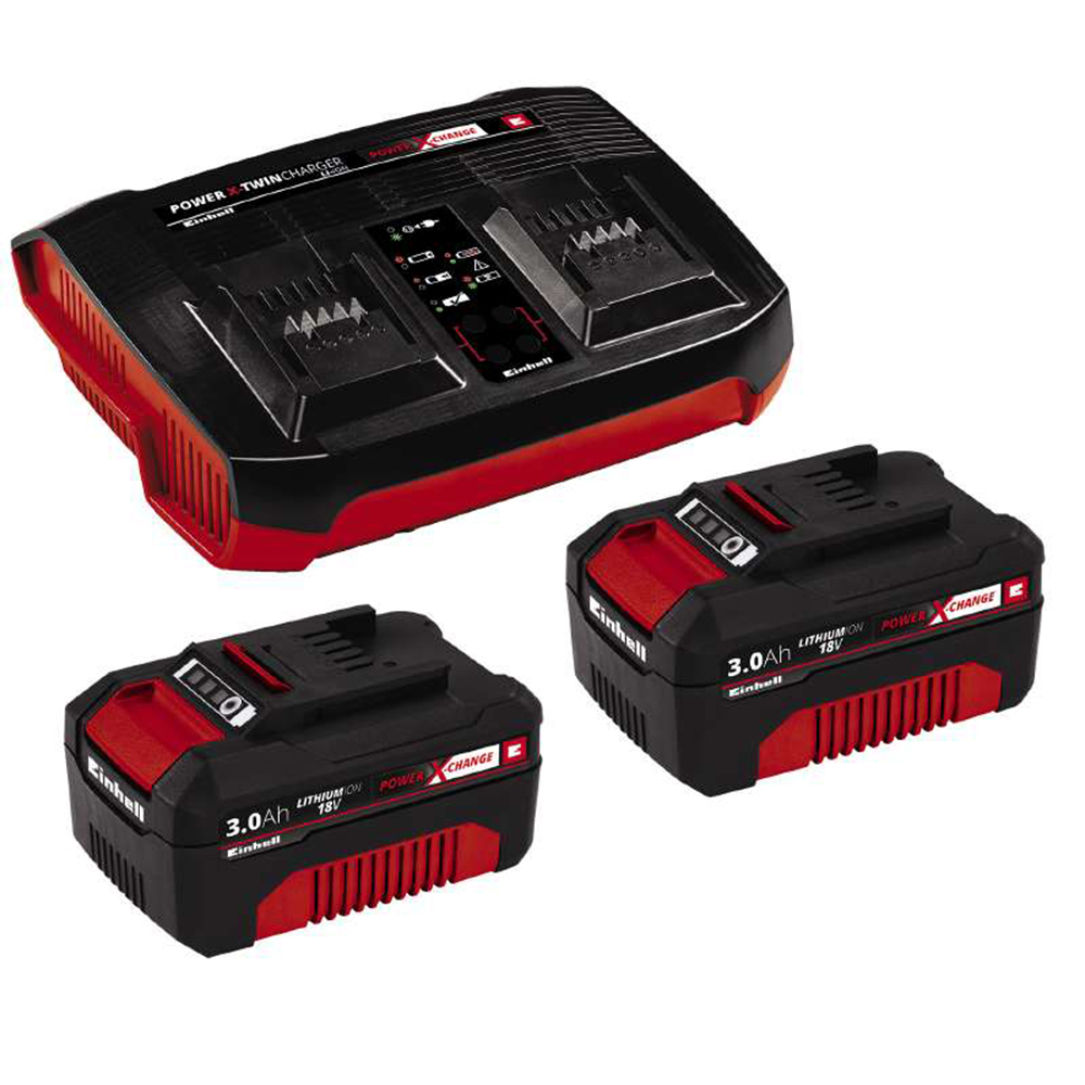 Batteri Einhell 18 V 2x3 Ah & Lader Twincharger