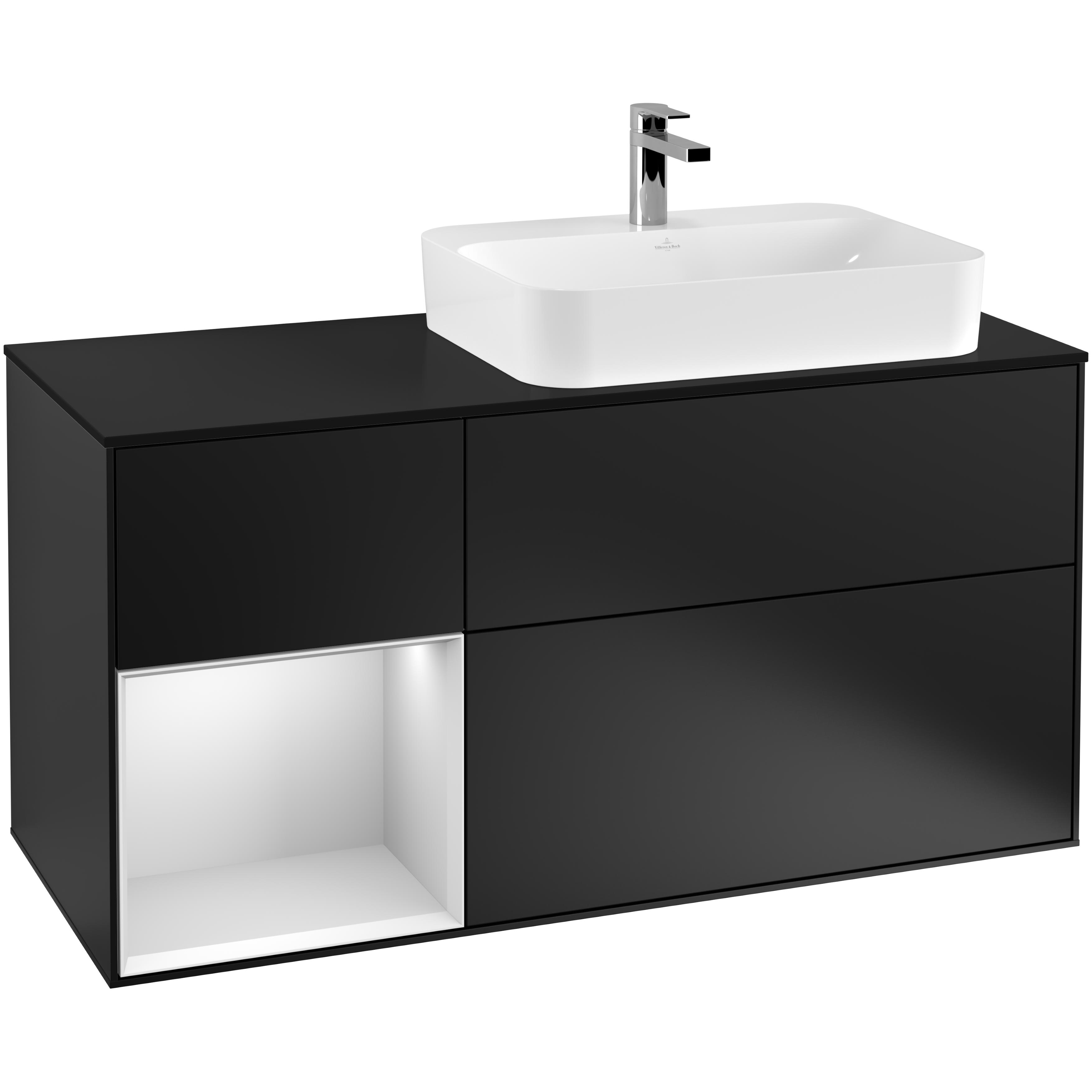 Tvättställsskåp Villeroy & Boch Finion med 3 Lådor Hylla och Bänkskiva för Ocentrerat Ytmonterat Tvättställ