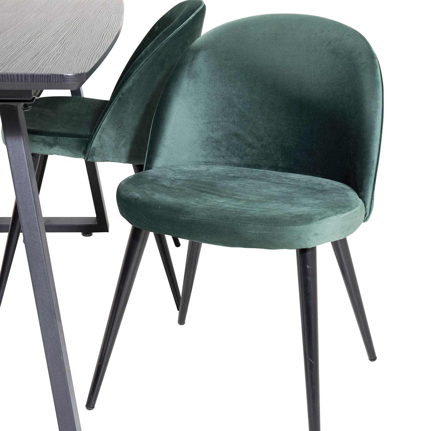 Spisegruppe Venture Home Ina med 4 Valentina Stoler Fløyel