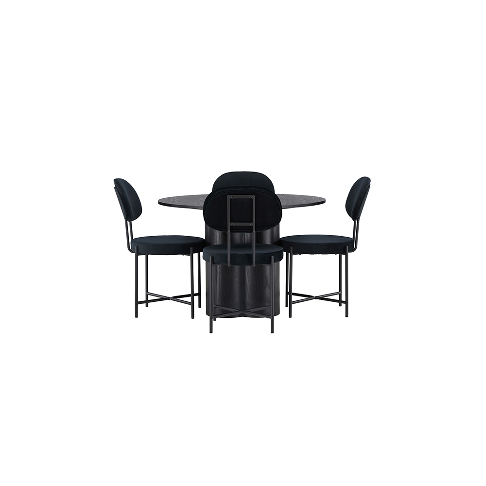 Spisegruppe Venture Home Olivia Ø110 cm med 4 stk Stella Stoler