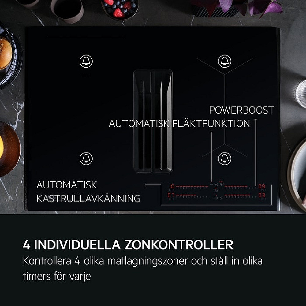 Induksjonstopp AEG GCH74B01CB med Integrert Vifte Med Automatisk Styring