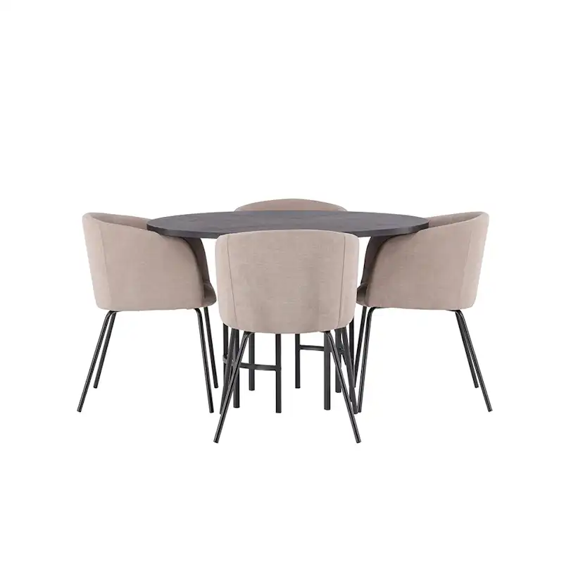 Spisegruppe Venture Home Copenhagen Ø 115 cm med 4 Berit Stoler