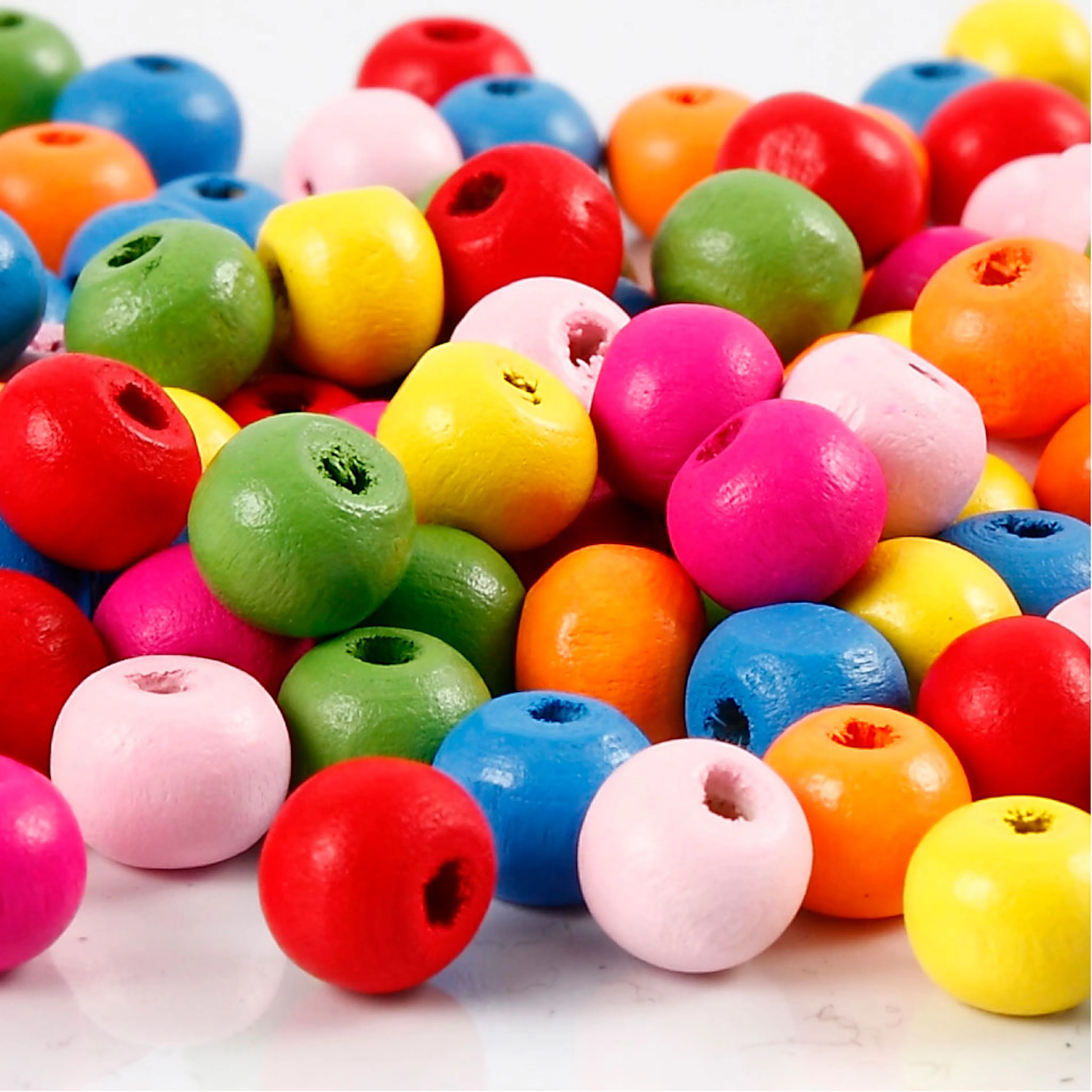 Träpärlor, Dia. 8 mm, Hålstl. 1,5-2 mm, 500 g/ 1 påse 0.5 kg