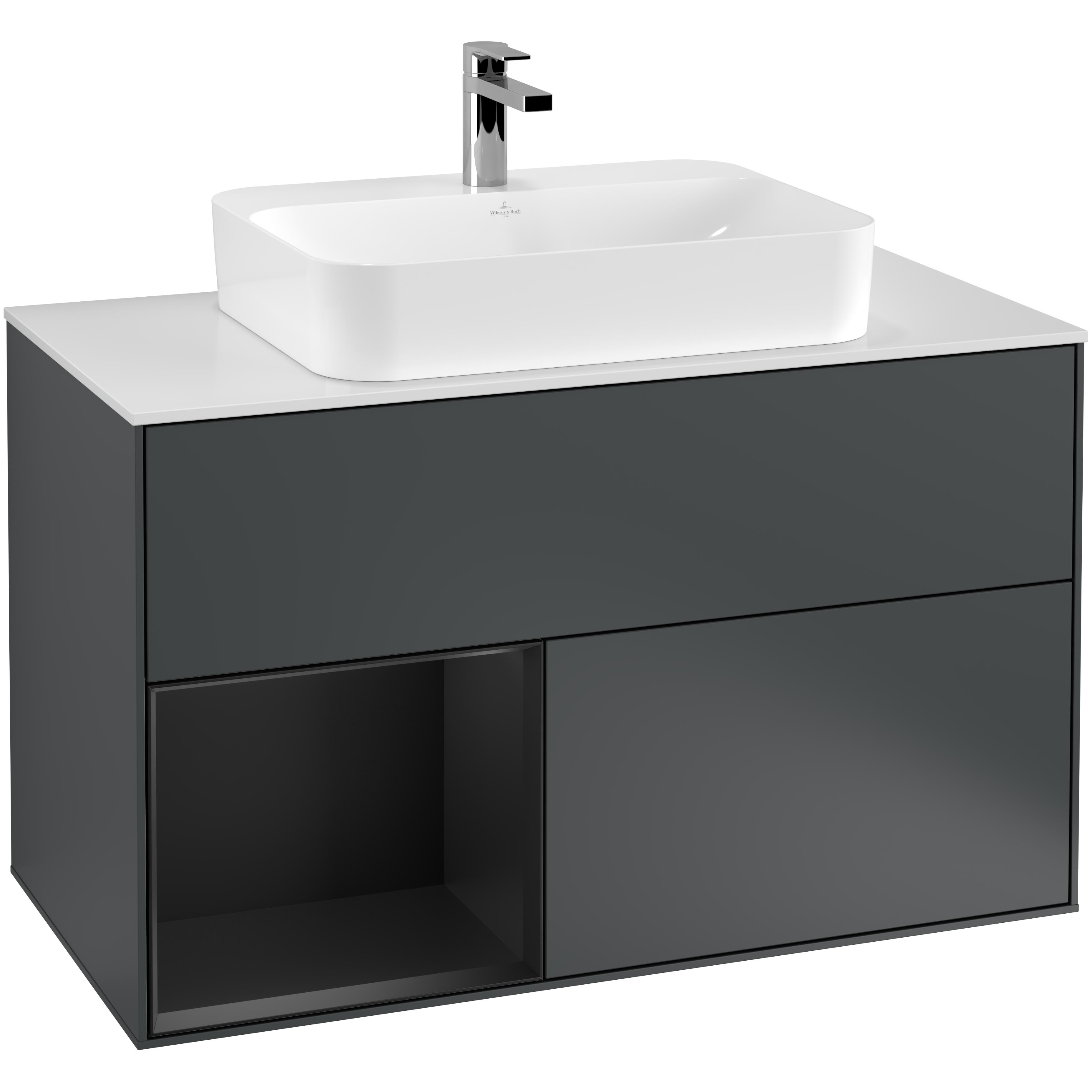 Tvättställsskåp Villeroy & Boch Finion med 2 Lådor Hylla och Bänkskiva för Ytmonterat Tvättställ | badrum - badrumsmobler - tvattstallsskap-och-kommod | KakelKungen