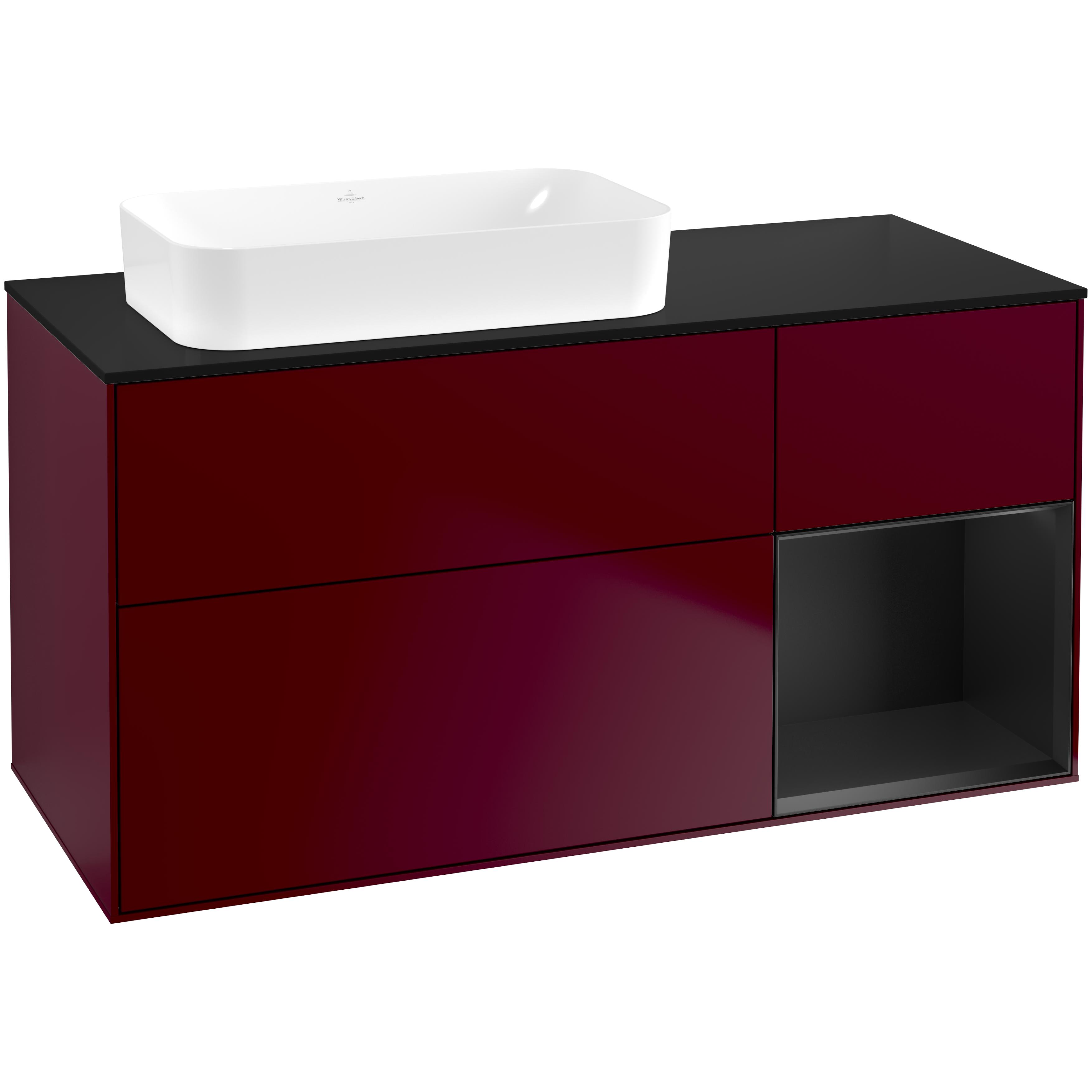 Tvättställsskåp Villeroy & Boch Finion med 3 Lådor Hylla och Bänkskiva för Ocentrerat Fristående Tvättställ