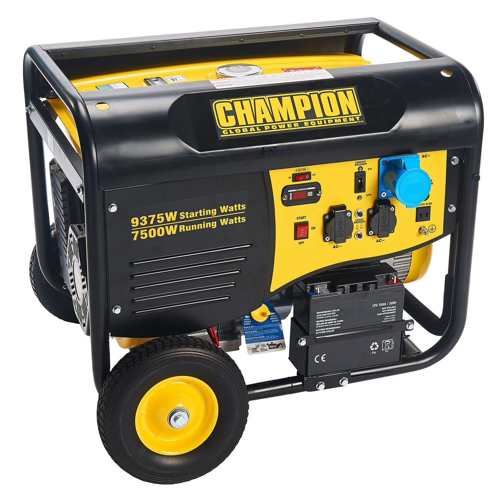 Strømaggregat Champion Generators CPG9000E2 8kW 1-fas Bensin med Fjernstart