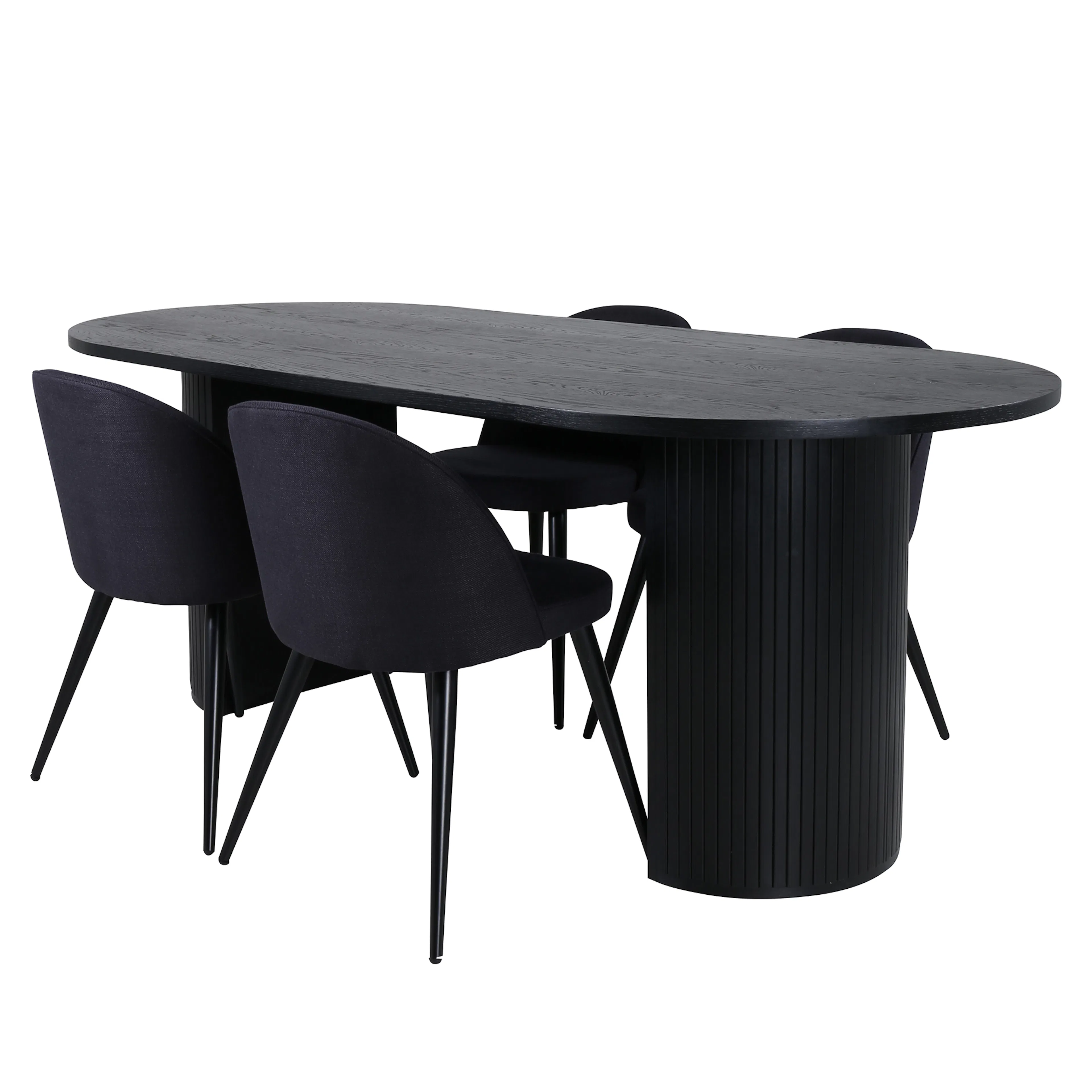 Bianca Oval Dining Table - Black / Black Veneer+Velvet Dinin Sort