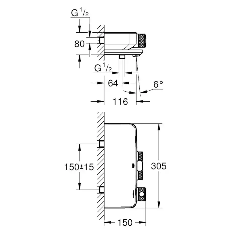 Badkarsblandare Grohe Grohtherm SmartControl 34718 150 cc