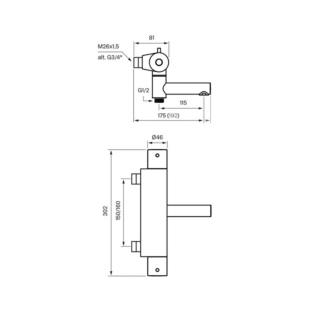 Dusj- og Badekarbatteri Tapwell EVM022