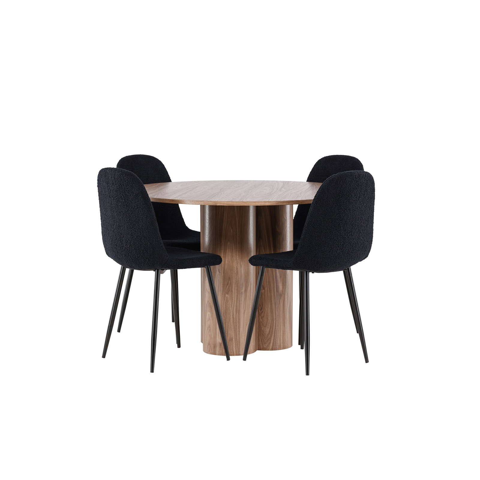 Spisegruppe Venture Home Olivia Ø110 med 4 stk Polar Stoler Teddy