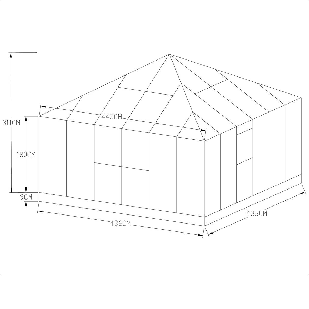 Drivhus Metalcraft 19 kvm Kvadrat