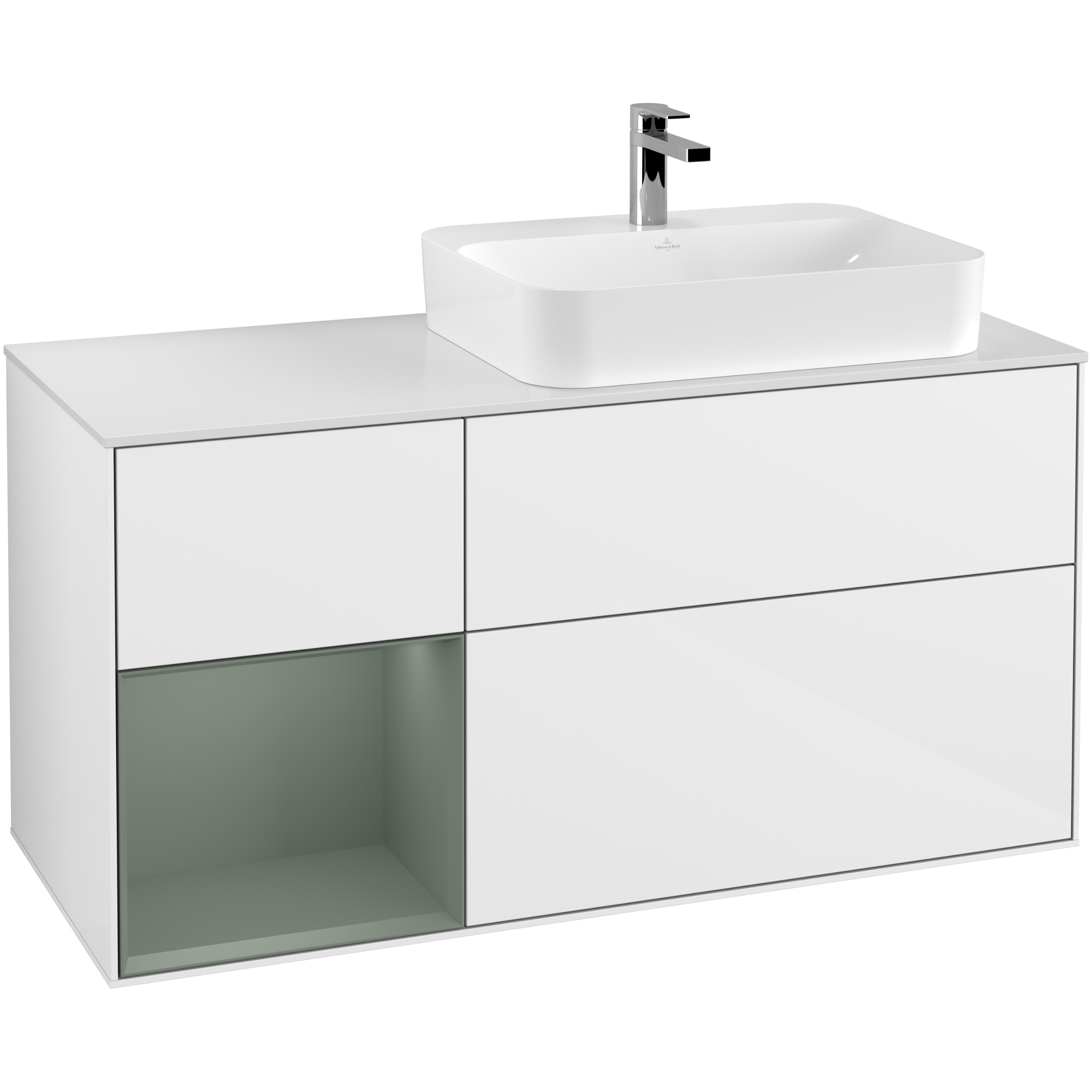 Tvättställsskåp Villeroy & Boch Finion med 3 Lådor Hylla och Bänkskiva för Ocentrerat Ytmonterat Tvättställ | badrum - badrumsmobler - tvattstallsskap-och-kommod | KakelKungen