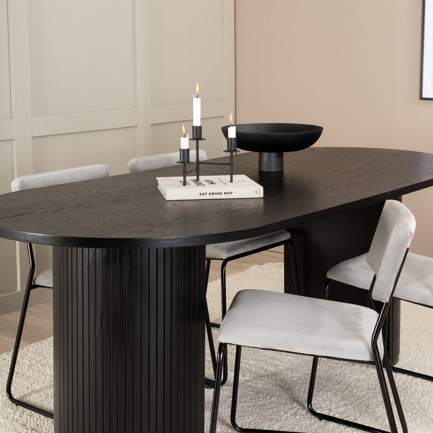 Spisegruppe Venture Home Bianca Sort med 4 Kungshamn Stoler