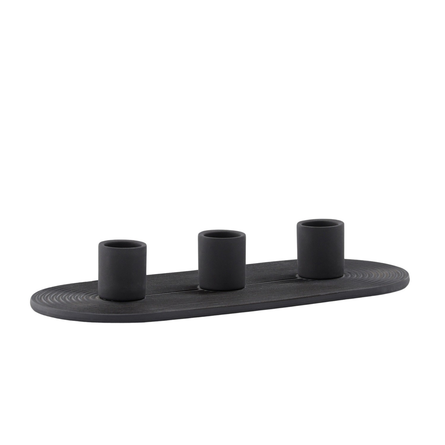 Dian Candlestick - Black - W24*H4cm Sort