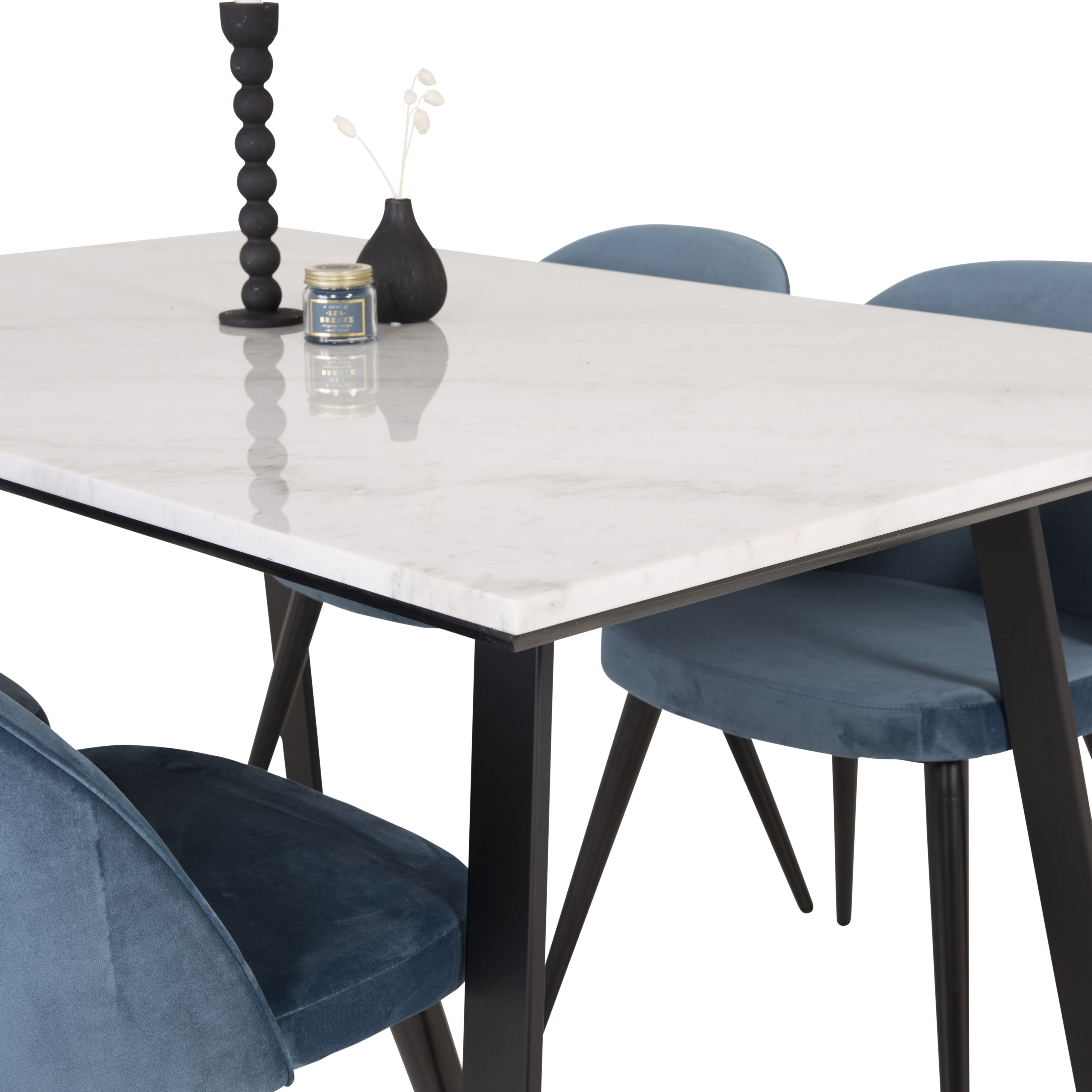Spisegruppe Venture Home Estelle 140 med 4 Valentina Stoler Fløyel