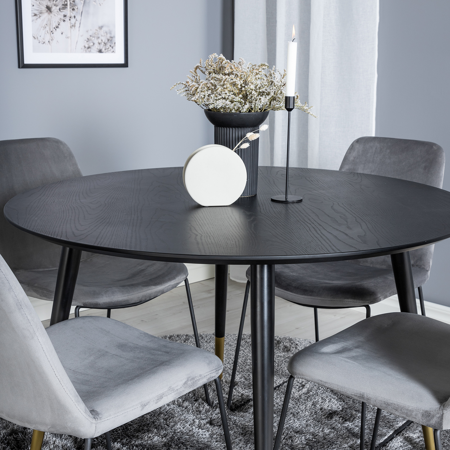 Spisegruppe Venture Home Dipp Ø115 cm med 4 Muce Stoler