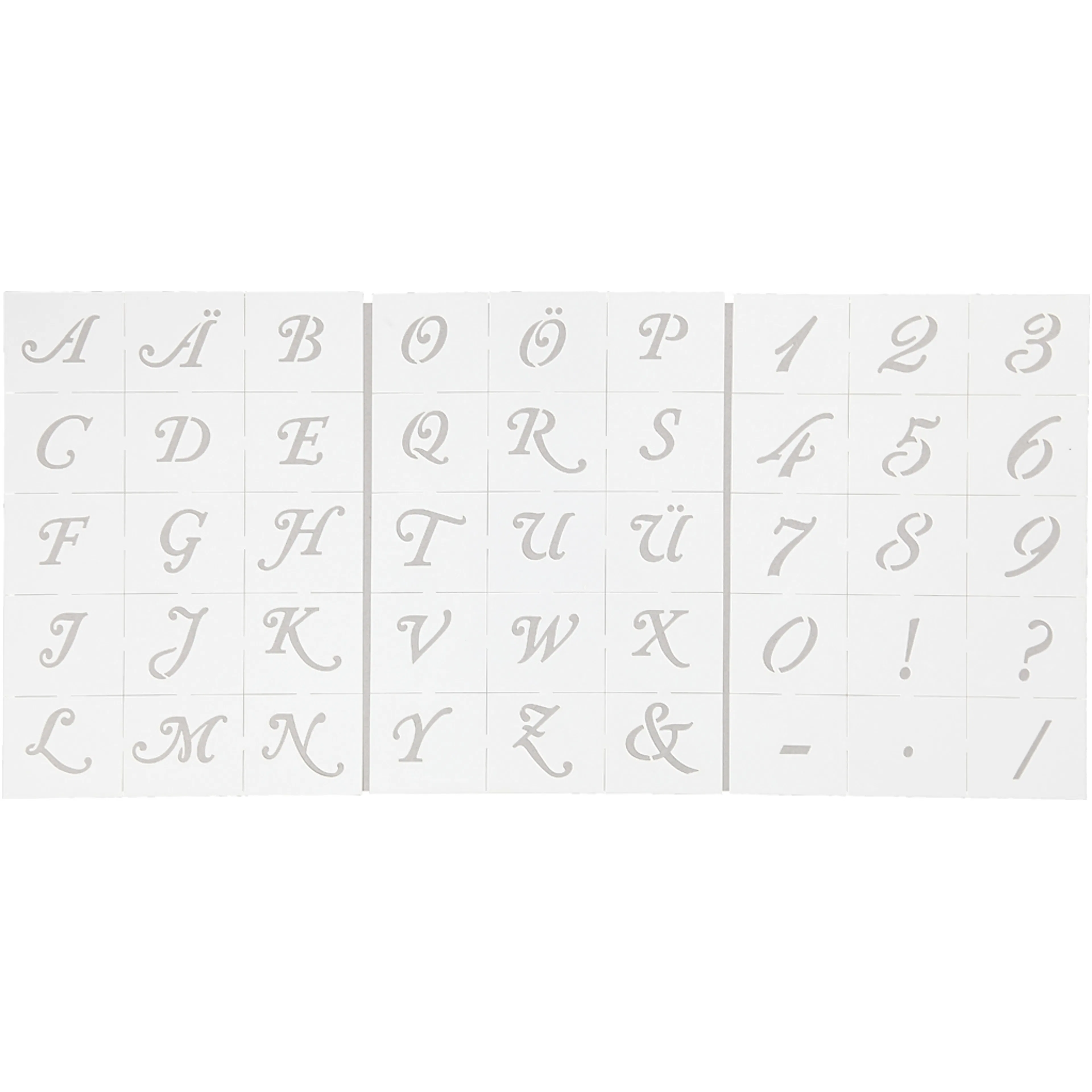 Sjablonger Creativ Company Bokstaver Og Tall A5 148x210 mm 3 Ark/1 Pk