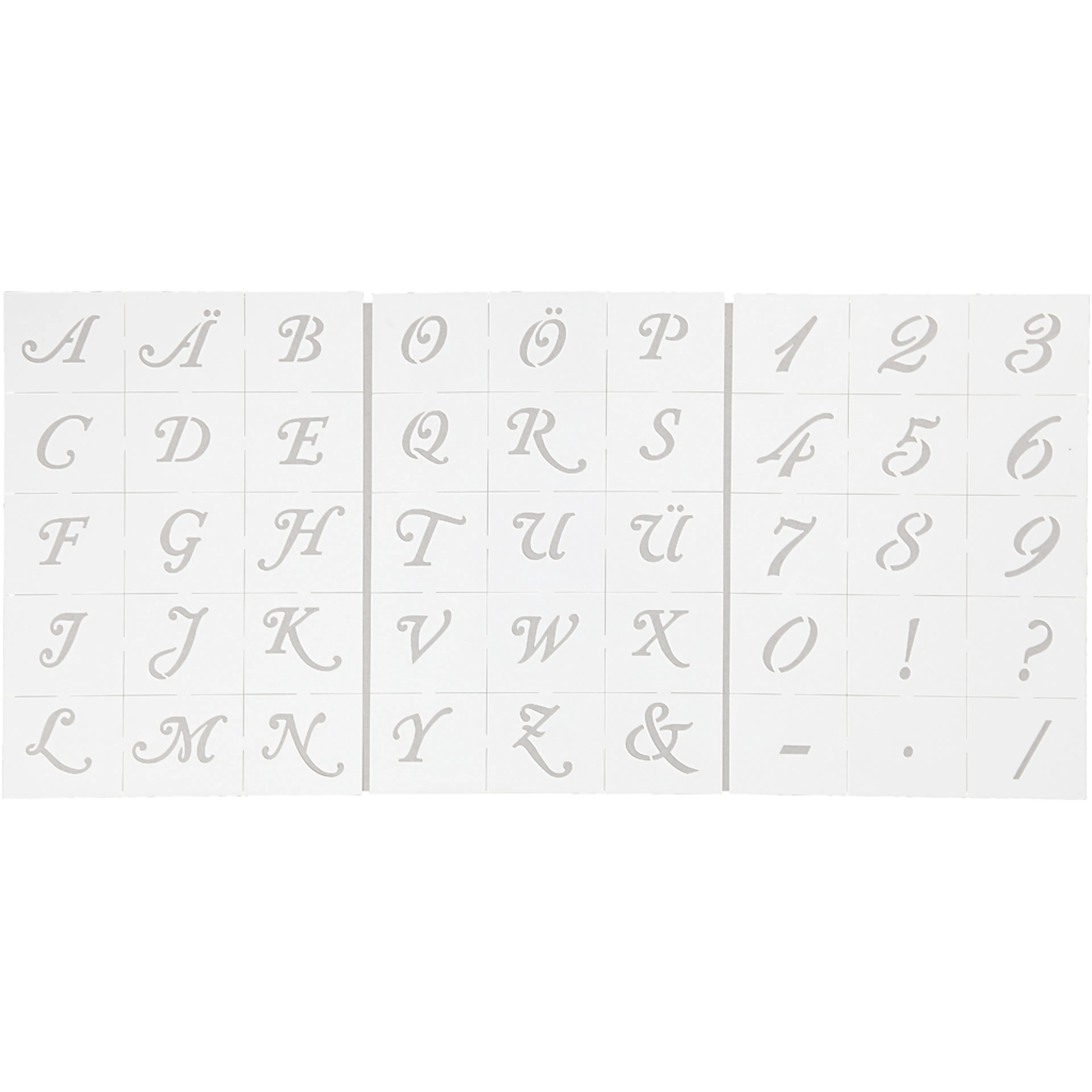 Sjablonger Creativ Company Bokstaver Og Tall A5 148x210 mm 3 Ark/1 Pk