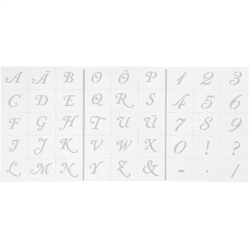 Sjablonger Creativ Company Bokstaver Og Tall A5 148x210 mm 3 Ark/1 Pk