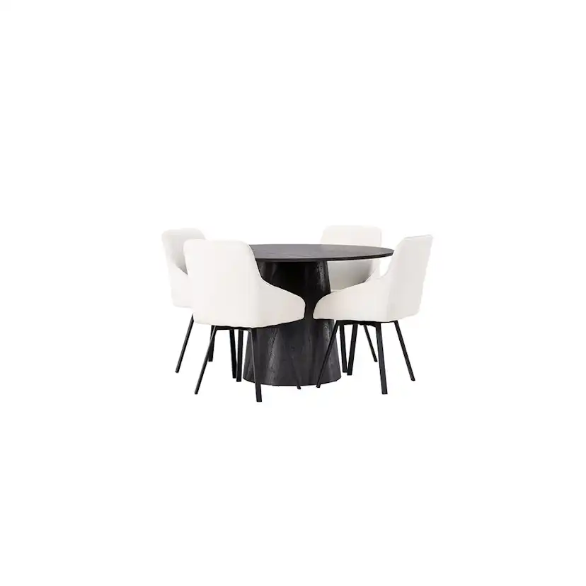 Spisegruppe Venture Home Lanzo Ø120 cm med 4 stk Rosie Stoler