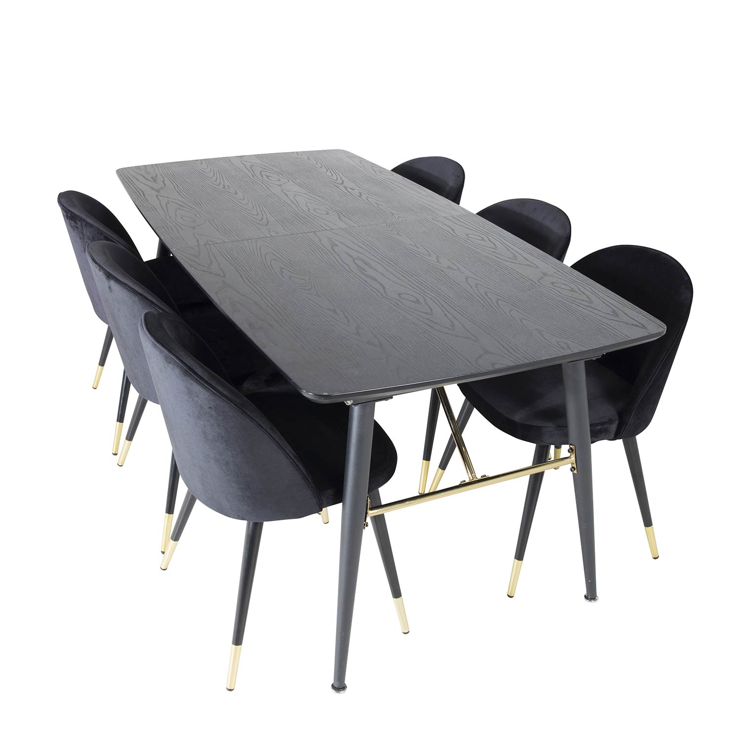 Spisegruppe Venture Home Gold med 6 Velvet Stoler