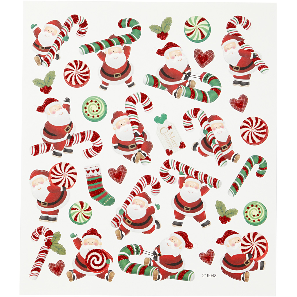Klistremerker Creativ Company Julenisse og Polkagriskjepp 15x16,5 cm
