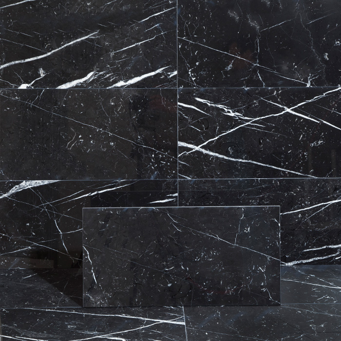 Marmor Arredo Nero Marquina Sort Polert 30x60 cm