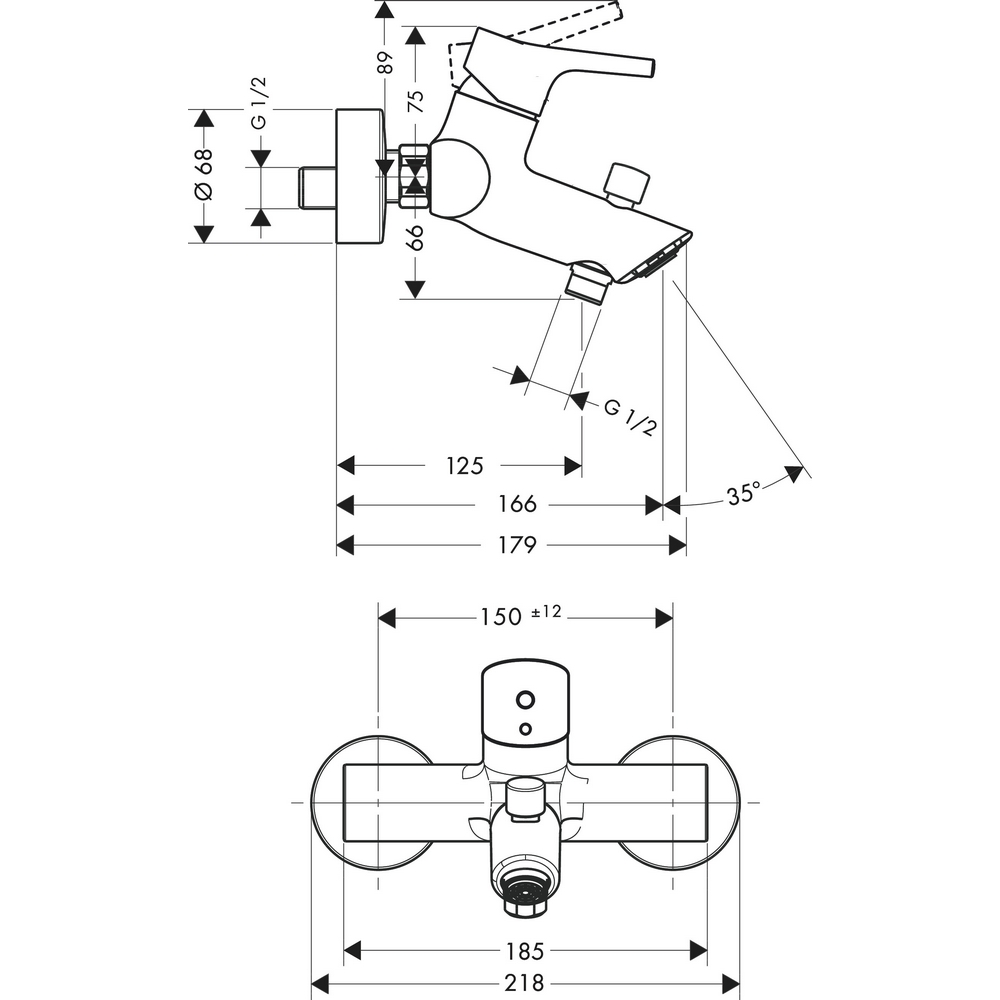 Badekarbatteri Hansgrohe Talis S