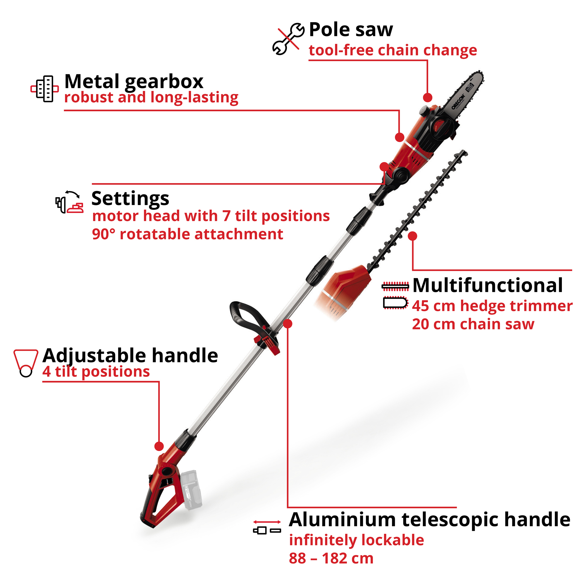 Multimaskin Einhell PXC GE-HC 18 Li T Solo uten Batteri