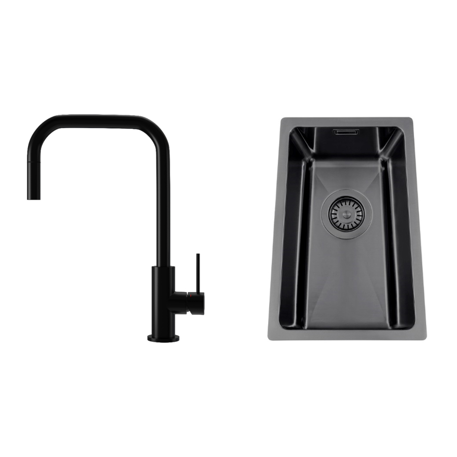 Kjøkkenvask Nordic Tech Titan 230 X med Kjøkkenbatteri Steel Accent Square
