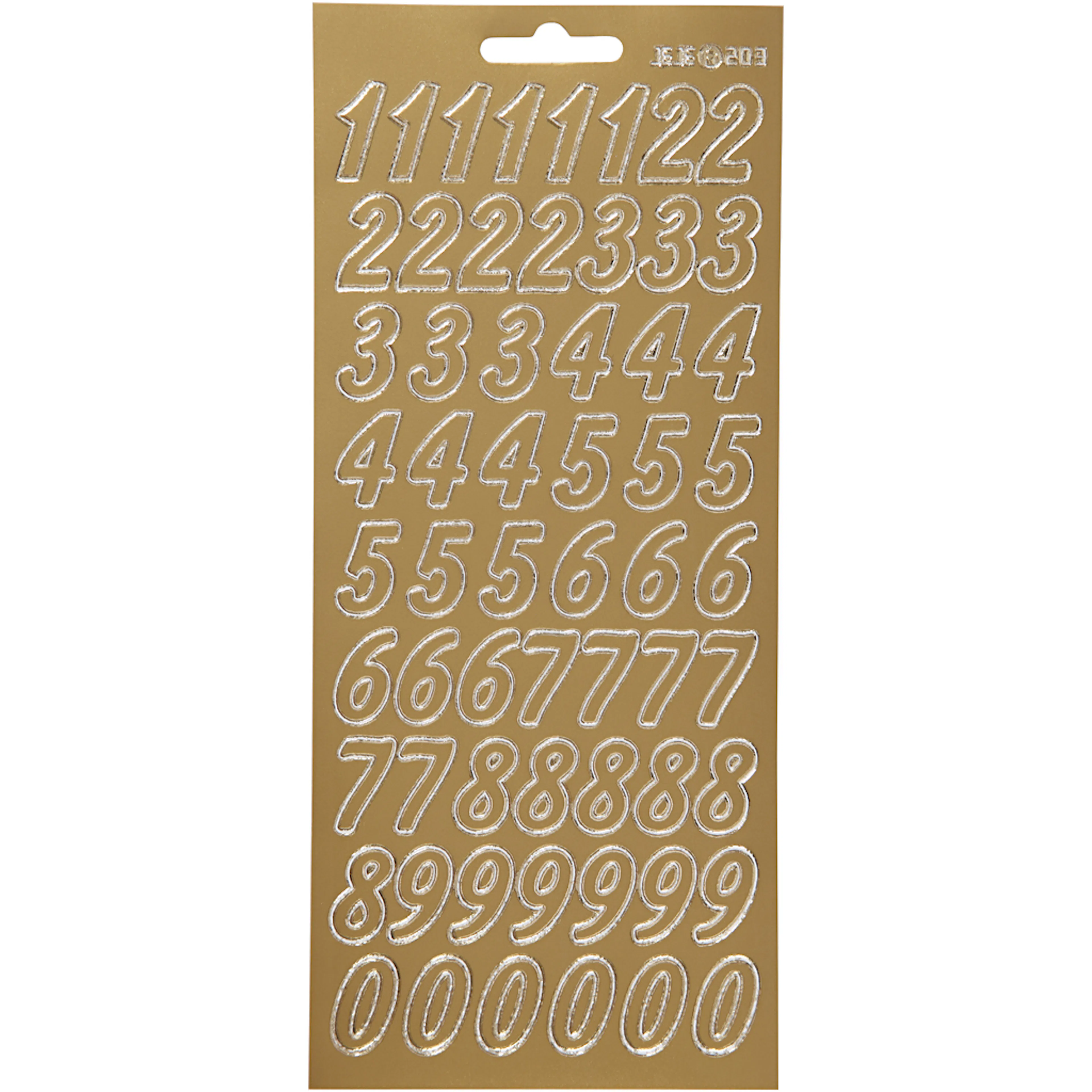 Stickers, guld, siffror, 10x23 cm, 1 ark Guld