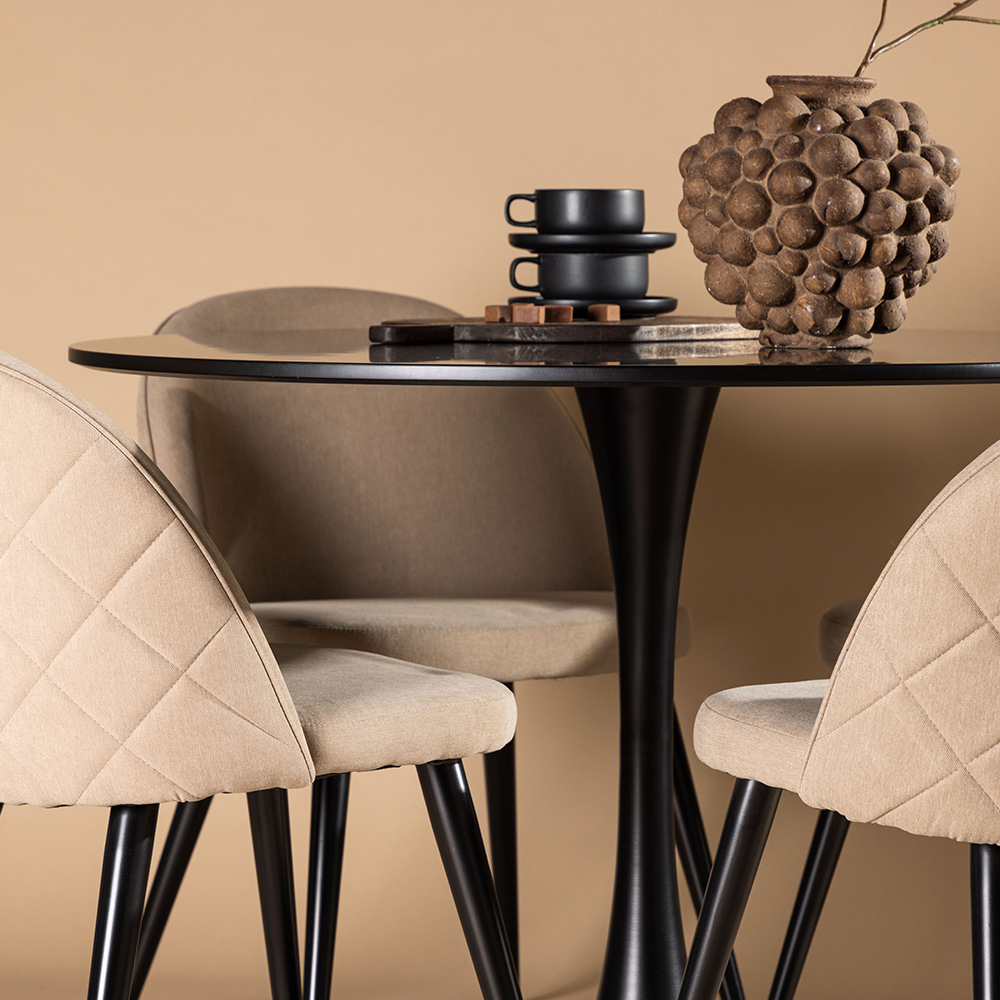 Spisegruppe Venture Home Glade Ø 100 cm med 4 Velvet Stoler