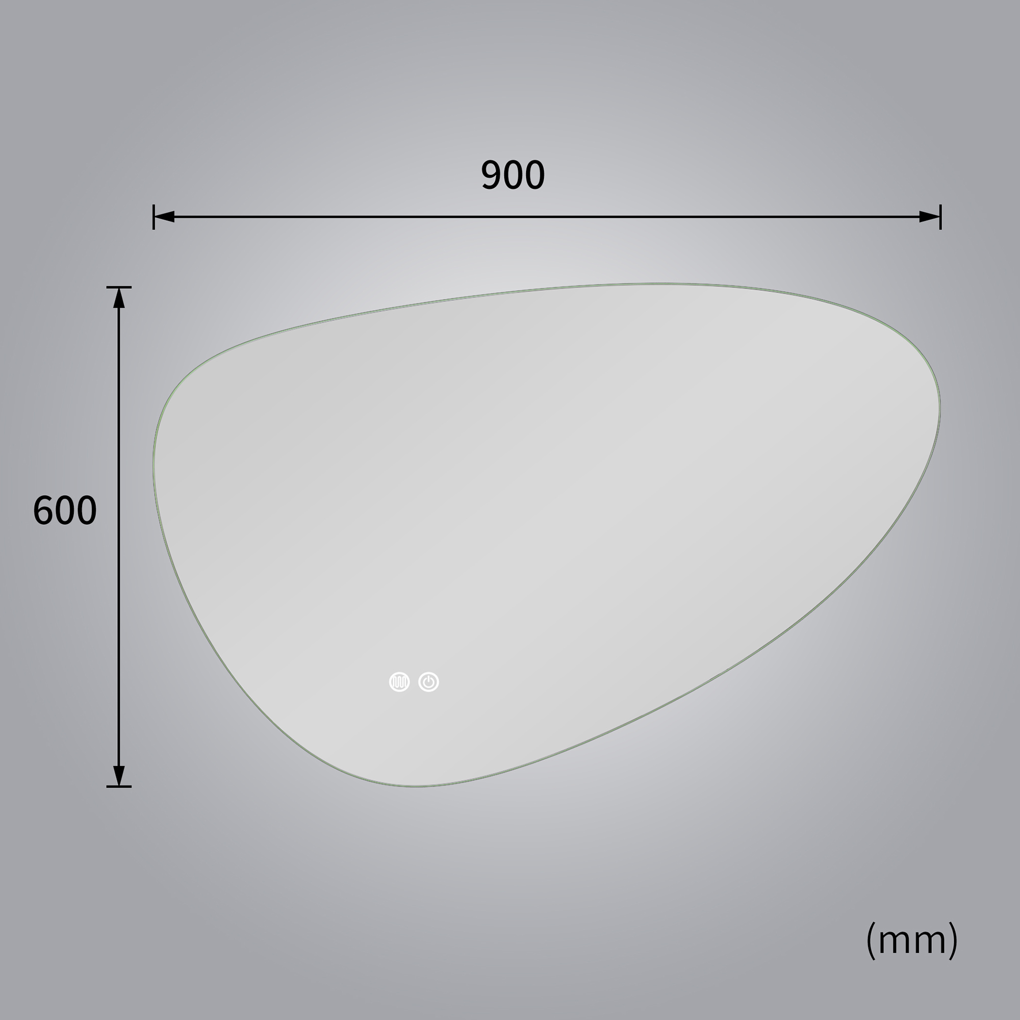 Baderomsspeil Lyfco med LED-belysning 90x60 cm