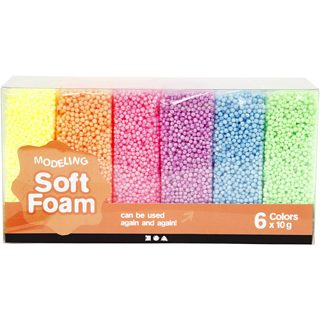 Modelleringsmasse Creativ Company Soft Foam Ass Farger 6x10 g/1 Pk
