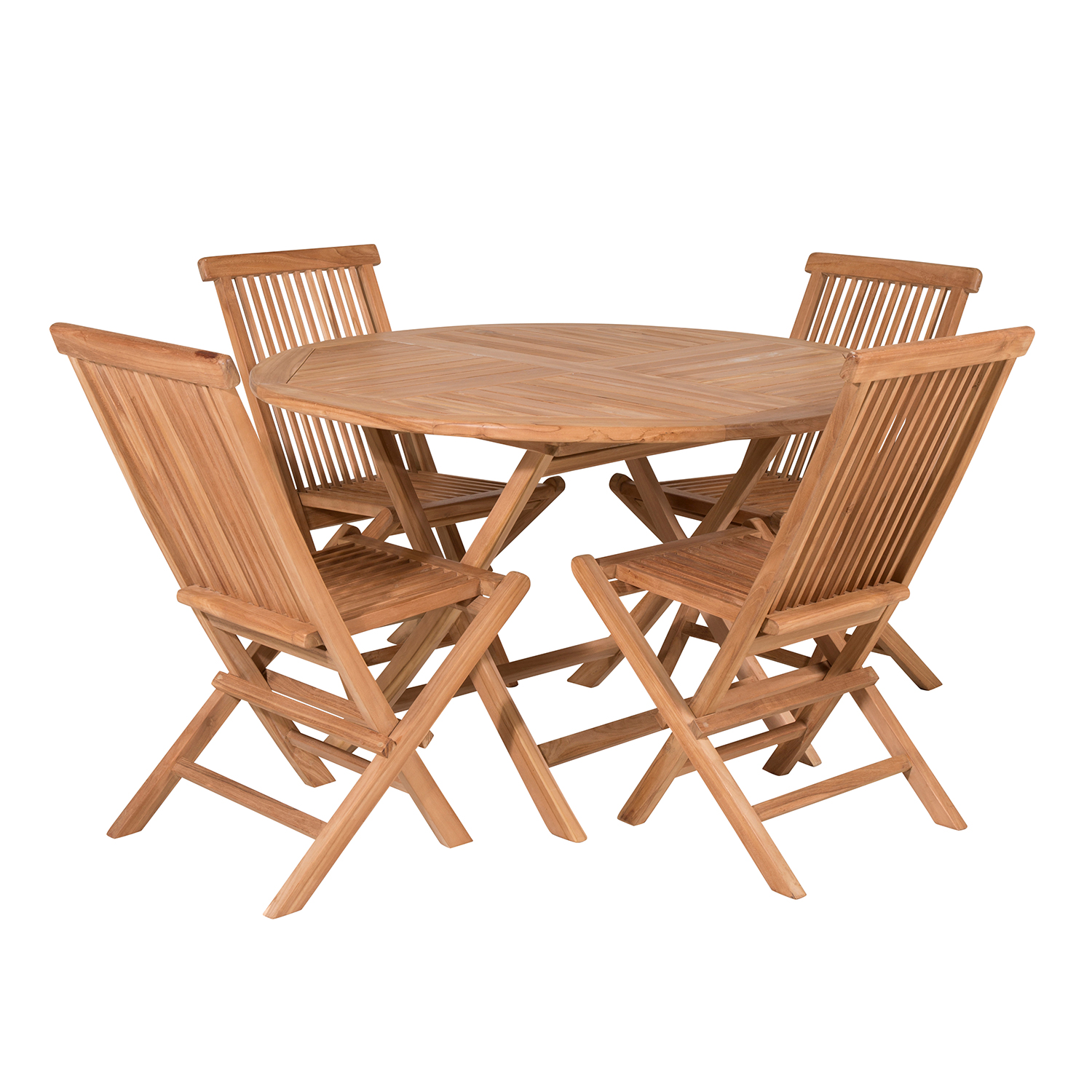 Spisegruppe Venture Home Kenya Ø120 cm Teak med 4 Kenya Sammenleggbare Stoler